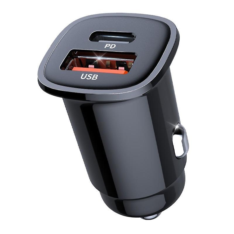30W PD Dual Port Car Charger: Mini Black PC Material - Intelligent Fast Charging, Overheat Overcurrent Protection for Car Interior Device Charging - Image 2