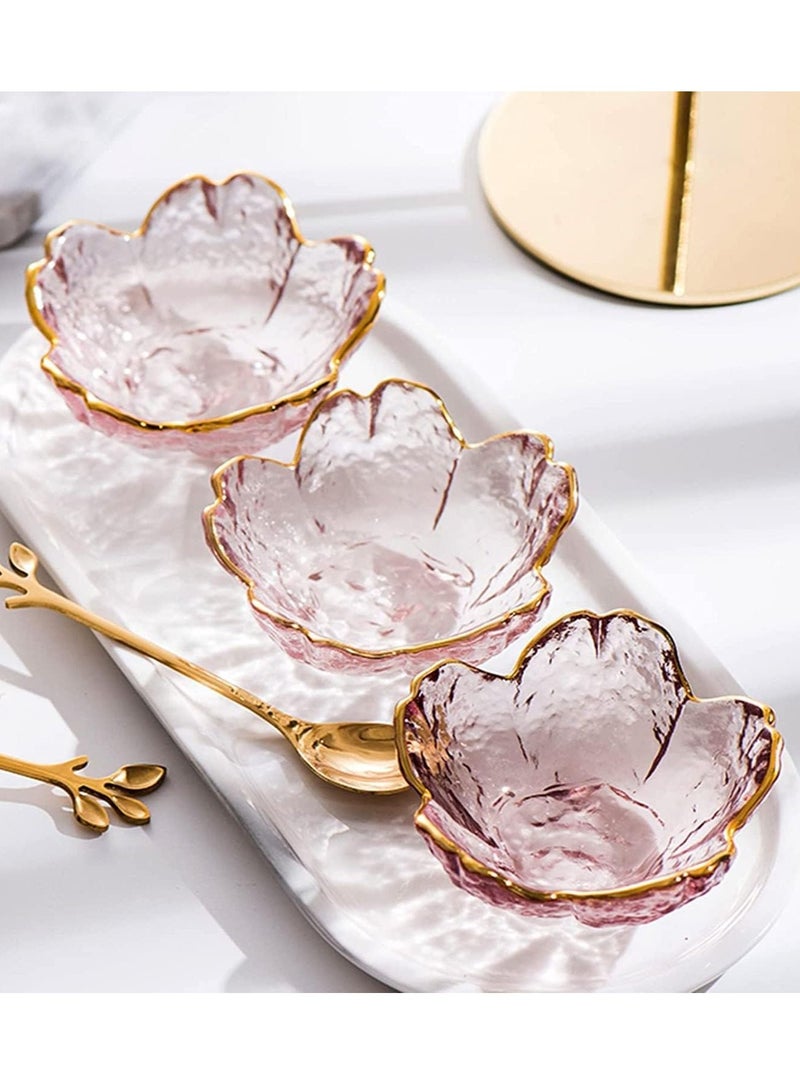 Excefore Pink Cherry Blossom Shaped Dip Bowls，Dessert Bowls, Mini Crystal Bowl, Small Glass Bowls, Dipping Bowls, Soy Sauce Dish,Snack Dish,Serving Dishes, Set of 6 - Image 3