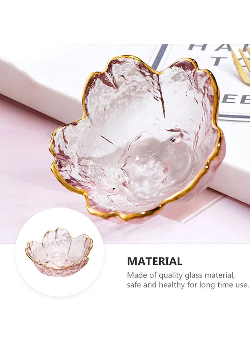 Excefore Pink Cherry Blossom Shaped Dip Bowls，Dessert Bowls, Mini Crystal Bowl, Small Glass Bowls, Dipping Bowls, Soy Sauce Dish,Snack Dish,Serving Dishes, Set of 6 - Image 5