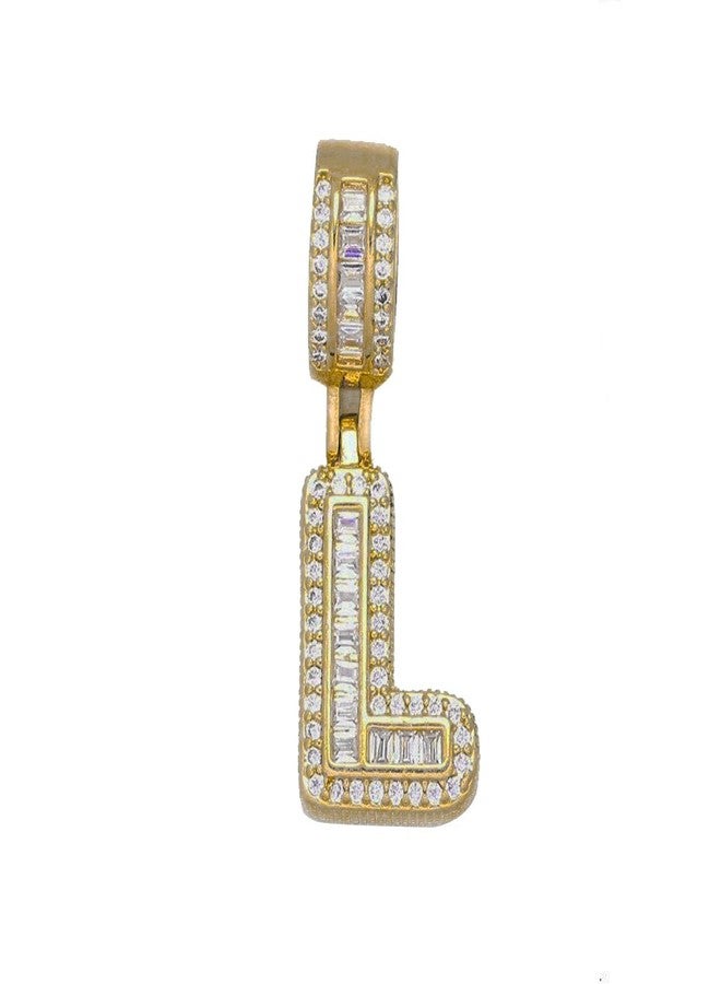 ZIVOM® Large Chunky Baguette Cubic Zirconia Letter Initial Alphabet L Pendant - Image 1