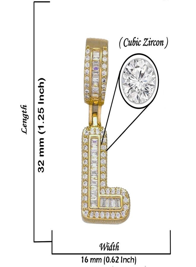 ZIVOM® Large Chunky Baguette Cubic Zirconia Letter Initial Alphabet L Pendant - Image 2