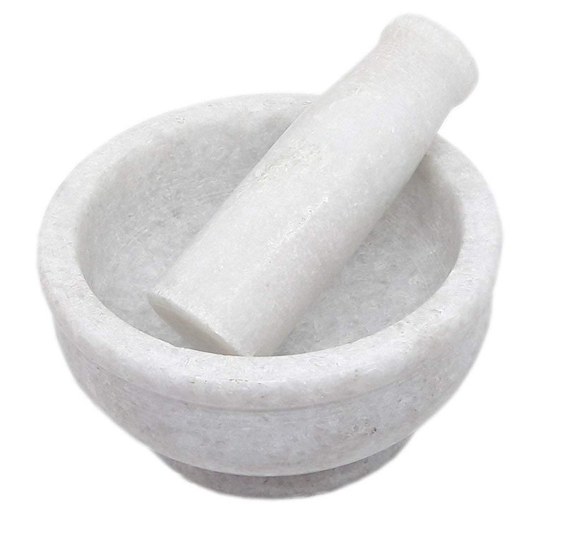 HeeMo White Marble Imam DastaMortar and Pestle SetOhkli MusalKharalIdi KalluKhal MusalKhalbattaSpice GrinderIdi KalluKhal MusalKhalbattaSpice Grinder3 Inch - Image 3