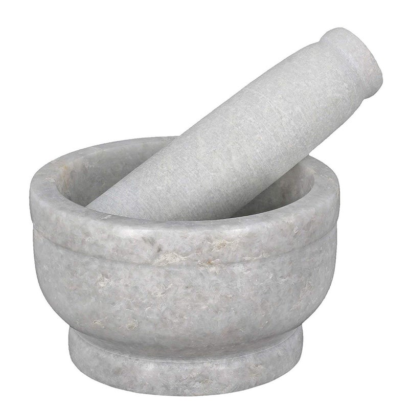 HeeMo White Marble Imam DastaMortar and Pestle SetOhkli MusalKharalIdi KalluKhal MusalKhalbattaSpice GrinderIdi KalluKhal MusalKhalbattaSpice Grinder3 Inch - Image 1