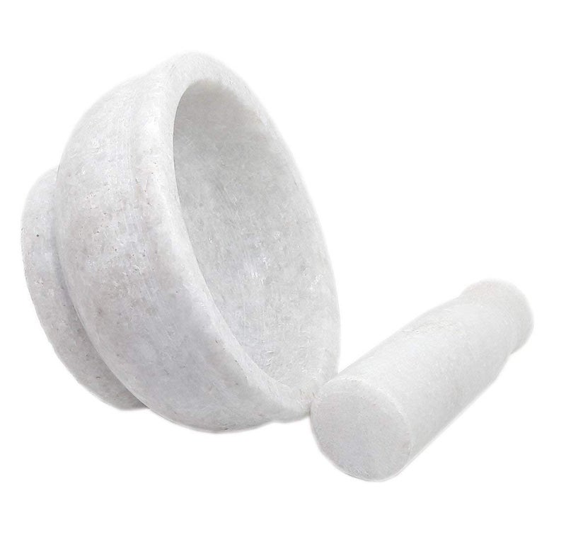 HeeMo White Marble Imam DastaMortar and Pestle SetOhkli MusalKharalIdi KalluKhal MusalKhalbattaSpice GrinderIdi KalluKhal MusalKhalbattaSpice Grinder3 Inch - Image 4