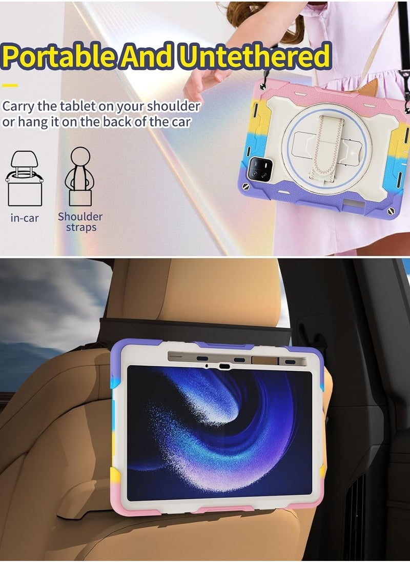 Gerenic - Protective Tablet Case Compatible with Xiaomi Pad 6 Pro/Xiaomi Pad 6 11 inch 360° Swivel Kickstand Hand Shoulder Strap Shockproof Armor Grip Stand Cover - Image 1