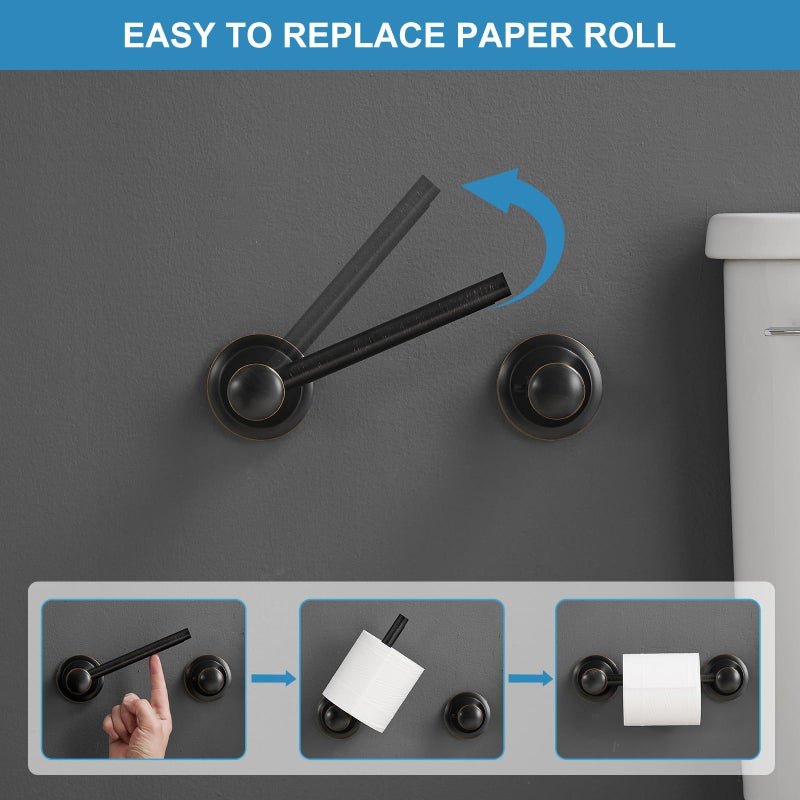 RUMOSE Toilet Paper Holder and Hand Towel Ring Oil Rubbed Bronze Wall Mount Bathroom Hardware Accessories 2 PCS Set Flexible Pivoting Toilet Tissue Roll Holder and Towel Hanger  Stainless Steel - Image 4