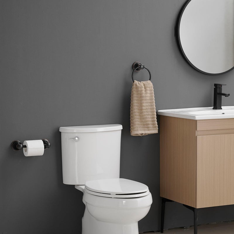 RUMOSE Toilet Paper Holder and Hand Towel Ring Oil Rubbed Bronze Wall Mount Bathroom Hardware Accessories 2 PCS Set Flexible Pivoting Toilet Tissue Roll Holder and Towel Hanger  Stainless Steel - Image 2