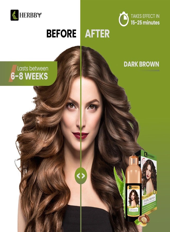 HERBBY Hair Color Shampoo for Gray Hair Coverage&Color Transform with 9 Herbal Extracts -Long Lasting(6-8 Weeks),Shiny,Evenly Colored,Instant Hair Dye Shampoo&Conditioner, 500 Ml (DARK BROWN COLOR) - Image 2
