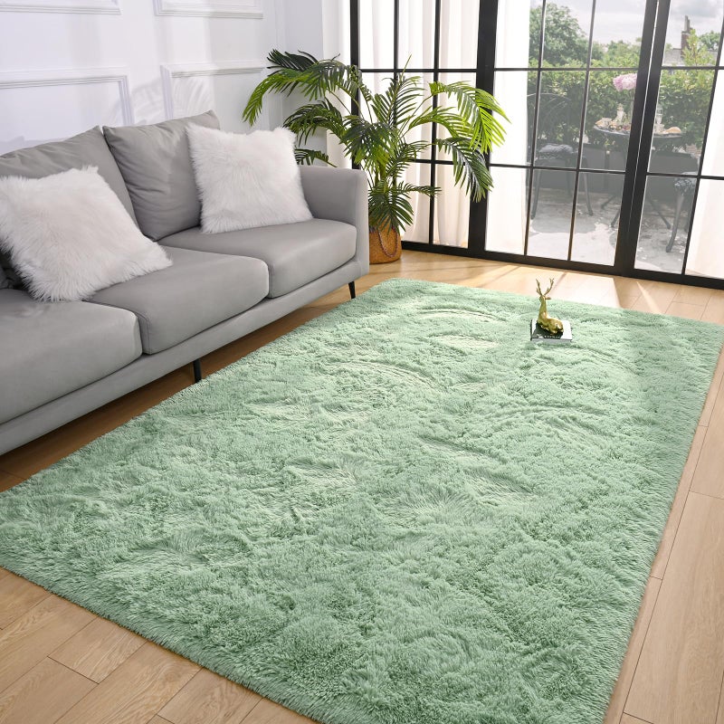 Pettop Fluffy Sage Green Area Rug for Bedroom Living Room, 4x6 Feet Soft Plush Fuzzy Rugs for Girls Kids Boys, Non-Slip and Washable Rug for Nursery Classroom, Carpet for Rooms Decor - Image 5
