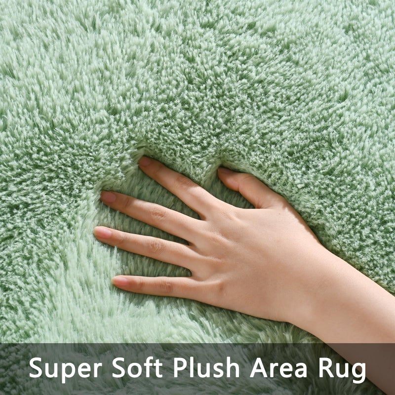 Pettop Fluffy Sage Green Area Rug for Bedroom Living Room, 4x6 Feet Soft Plush Fuzzy Rugs for Girls Kids Boys, Non-Slip and Washable Rug for Nursery Classroom, Carpet for Rooms Decor - Image 3