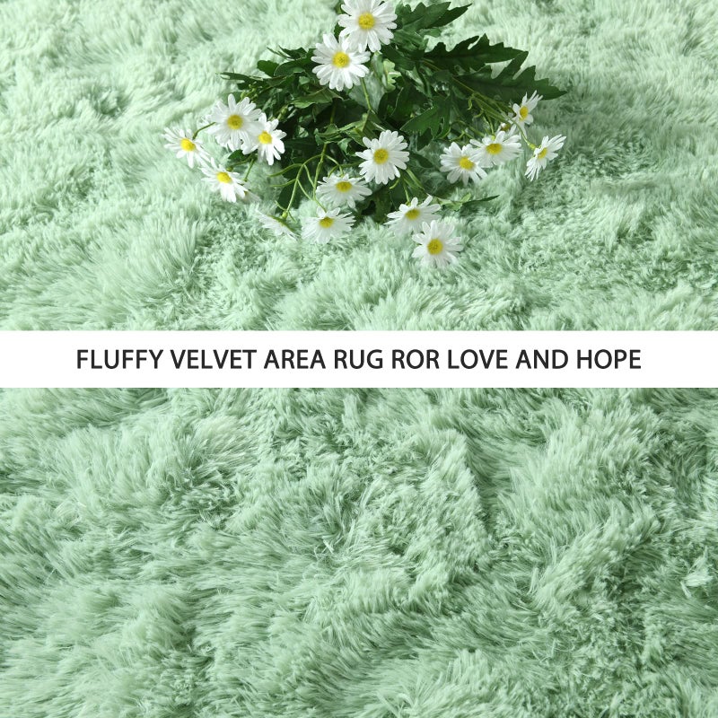 Pettop Fluffy Sage Green Area Rug for Bedroom Living Room, 4x6 Feet Soft Plush Fuzzy Rugs for Girls Kids Boys, Non-Slip and Washable Rug for Nursery Classroom, Carpet for Rooms Decor - Image 4