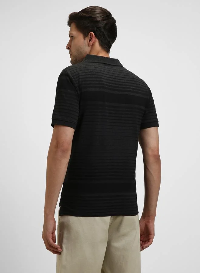 Dennis Lingo Slim Fit Stripped Short Sleeve Polo T-Shirt by Styli