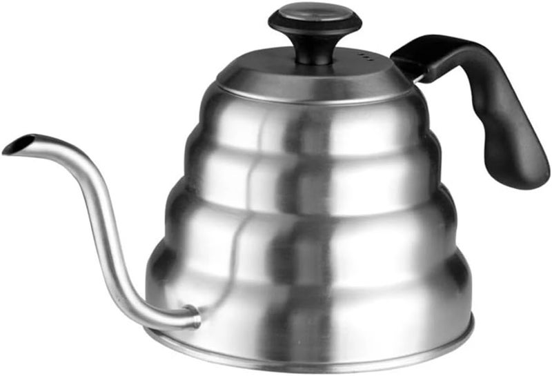Coffee Drip Pitcher with Thermometer - 1L V60 Stainless Steel Coffee Pot Long Pour Over Neck Perfect Pour Over Coffee Kettle for Gas and Electric Stove, Home and Trip (Silver) - Image 2