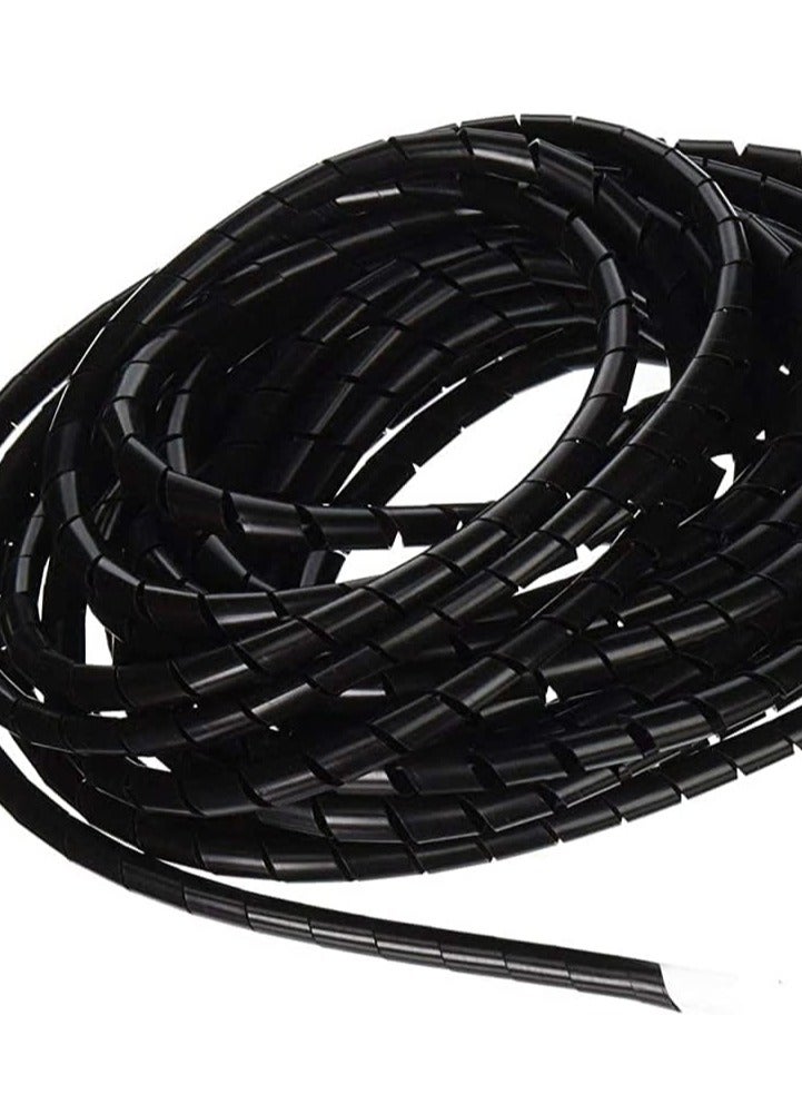 HASANAT ESSENTIALS أنابيب لف الأسلاك الحلزونية من هسانات الأساسية لإدارة الكابلات لغطاء الكمبيوتر والسيارة، غلاف سلك، مجمع كابلات، لف سلك، لف خرطوم حلزوني (6 مم 10 متر،... - Image 1