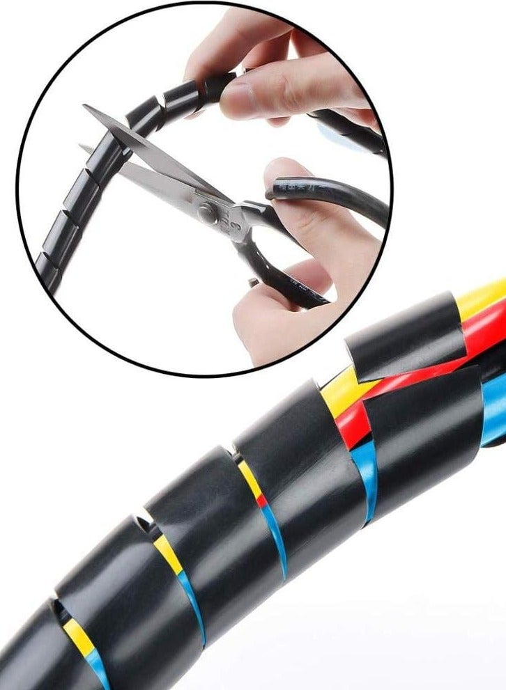 HASANAT ESSENTIALS أنابيب لف الأسلاك الحلزونية من هسانات الأساسية لإدارة الكابلات لغطاء الكمبيوتر والسيارة، غلاف سلك، مجمع كابلات، لف سلك، لف خرطوم حلزوني (6 مم 10 متر،... - Image 2
