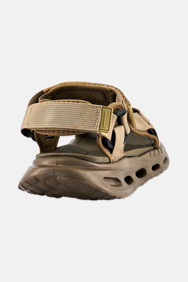 Xti Men Brand Logo Velcro Closure Sandals, Taupe - Image 2