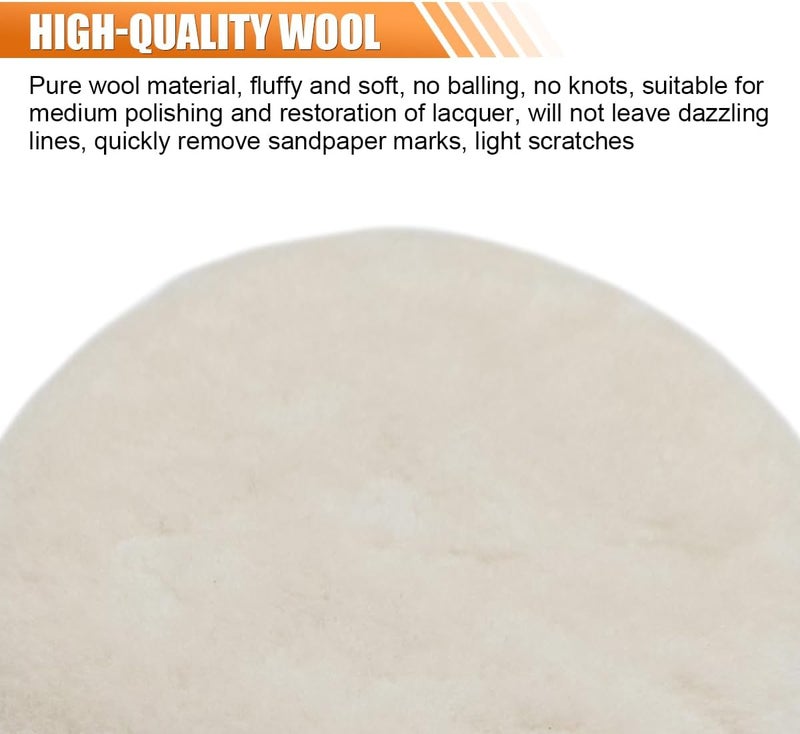 LHDOS 3PCS 6 Inch Wool Buffing Pad Kit - Wool Polishing Pad with Hook and Loop Backing for Car Polisher Compound Cutting - Soft Sheepskin Buffing Pads Wool Cutting Pads for Car Detailing Polishing (6 Inch) Light & heavy use compatible - Image 3