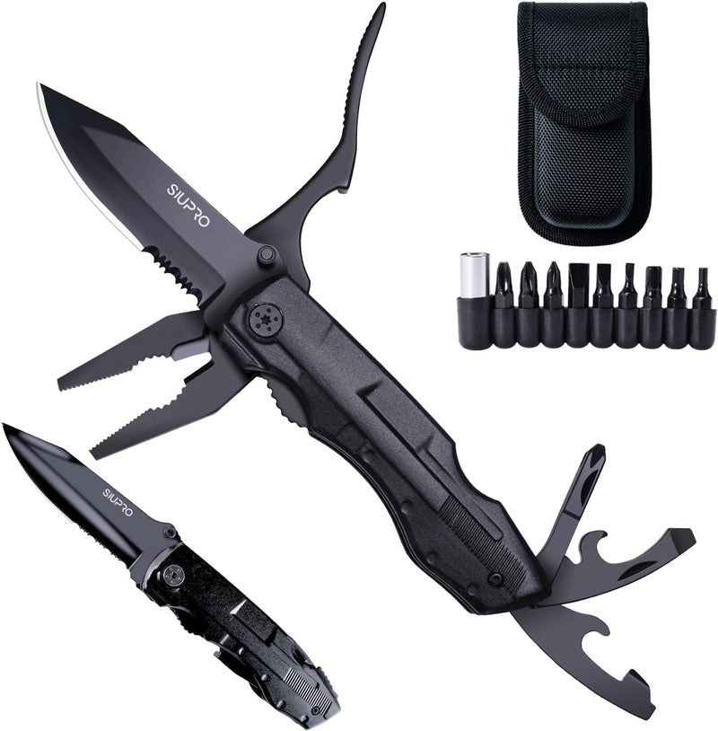 SIUPRO Multitool Pocket Knife for Men, Tactical Folding Multi Tool, Multipurpose Utility Plier Set, Camping, Survival, Hiking Gear, Screwdriver Kit, Mens Gifts Idea - Image 1