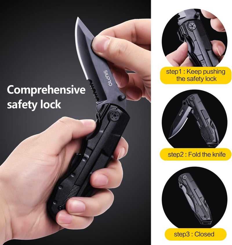 SIUPRO Multitool Pocket Knife for Men, Tactical Folding Multi Tool, Multipurpose Utility Plier Set, Camping, Survival, Hiking Gear, Screwdriver Kit, Mens Gifts Idea - Image 3