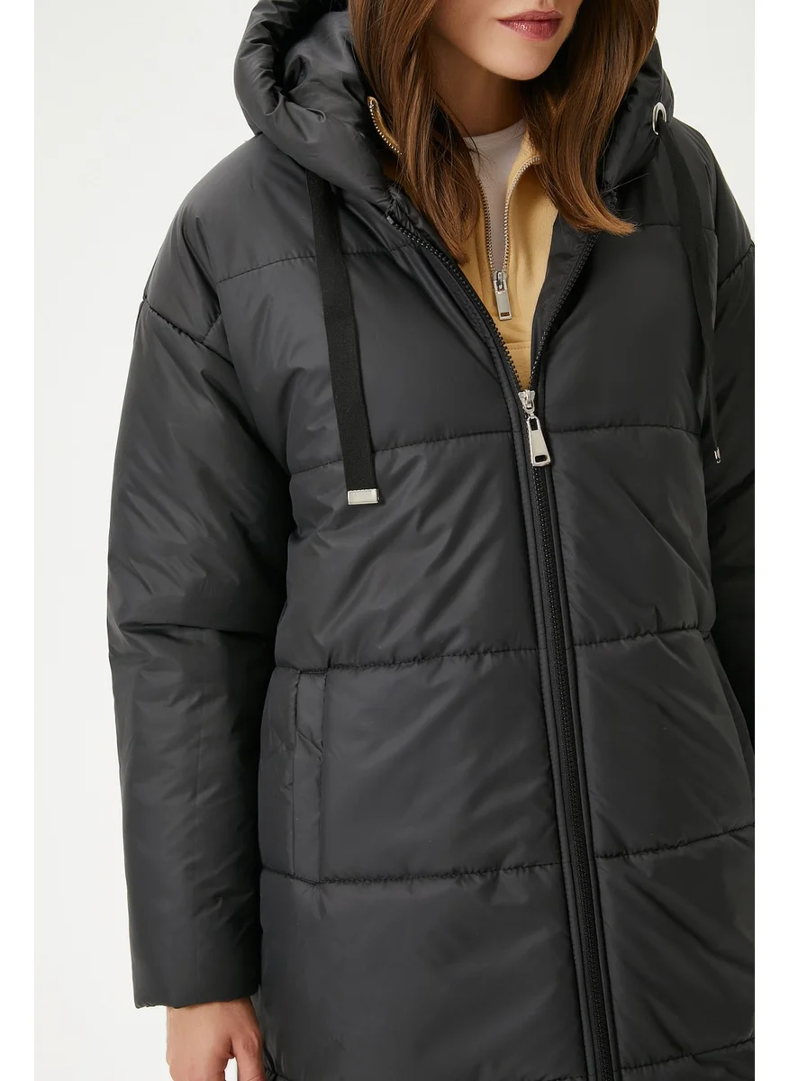 ريتنيس Women's Warm Hooded Long Puffer Coat