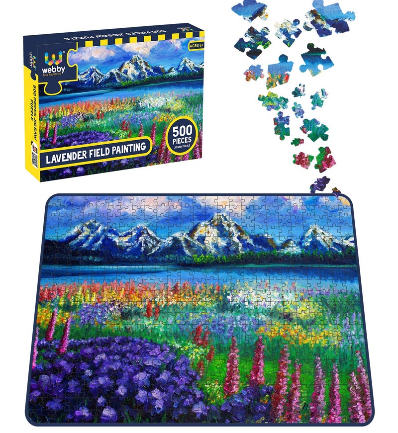 Webby Lavender Field Painting Jigsaw Puzzle, 500 Pieces - Image 3