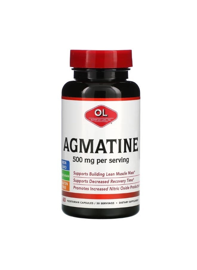 Olympian Labs Agmatine 500 mg 60 Vegetarian Capsules 250 mg per Capsule  - Image 1