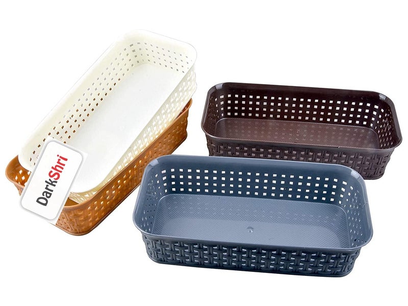 DarkShri Organizer Tray Office Drawer Dividers Storage Bins Multipurpose Desk for Makeup, Kitchen, Office, Bathroom, Bedroom Dreassing, Basket Rack MultiColor(23*8*5 CM) Pack Of 6 (Multi 6pcs) - Image 3