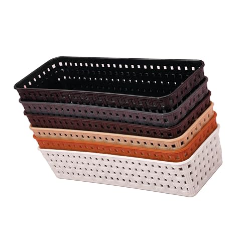 DarkShri Organizer Tray Office Drawer Dividers Storage Bins Multipurpose Desk for Makeup, Kitchen, Office, Bathroom, Bedroom Dreassing, Basket Rack MultiColor(23*8*5 CM) Pack Of 6 (Multi 6pcs) - Image 1