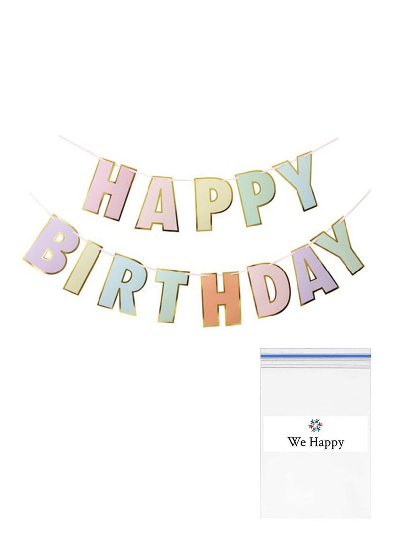 We Happy Happy Birthday Colorful Macaron Party Decoration Banner  - Image 1