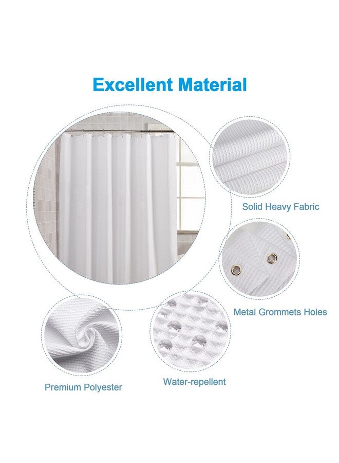 AmazerBath AmazerBath Waffle Shower Curtain - White, Heavy Duty Fabric, Hotel Quality for Bathroom, 72 x 65 Inches  - Image 1
