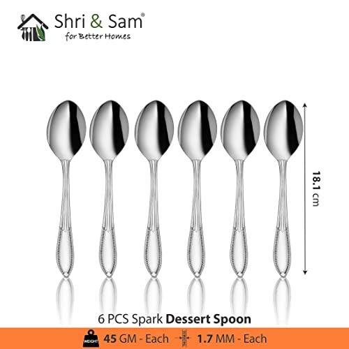 Shri & Sam Stainless Steel Spark Desert Spoon,6 Pieces - Image 2
