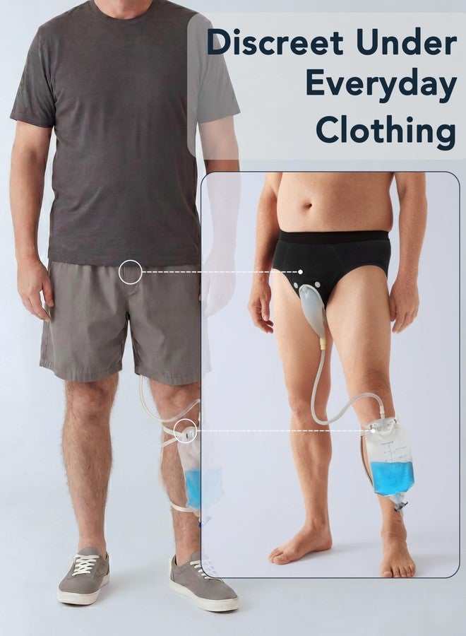 TIICHOO Washable Incontinence Underwear for Men with External Catheter & Urine Bags 500ml Absorbency 2 Pack(M, Black/Gray) - Image 4