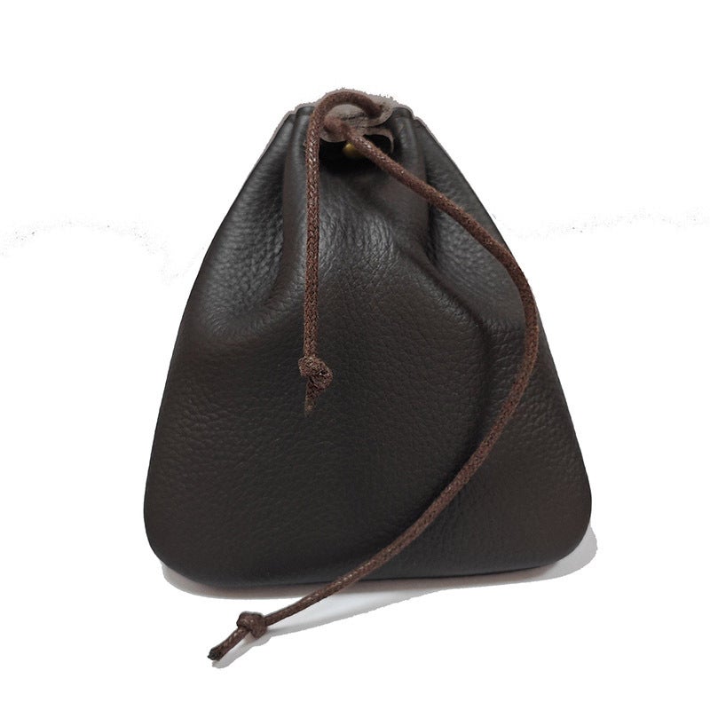 Genuine Leather Coin Purse Vintage Gift Pouch Unisexsmall size (Coffee) small size (Coffee) 