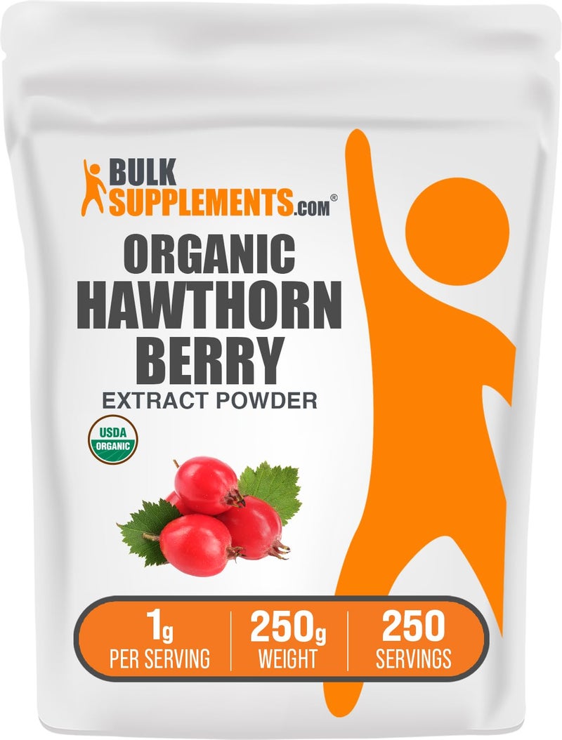 BulkSupplementscom Organic Hawthorn Berry Extract Powder Hawthorn Berry Supplement Herbal Gluten Free 1g per Serving 250g 88 oz Pack of 1
