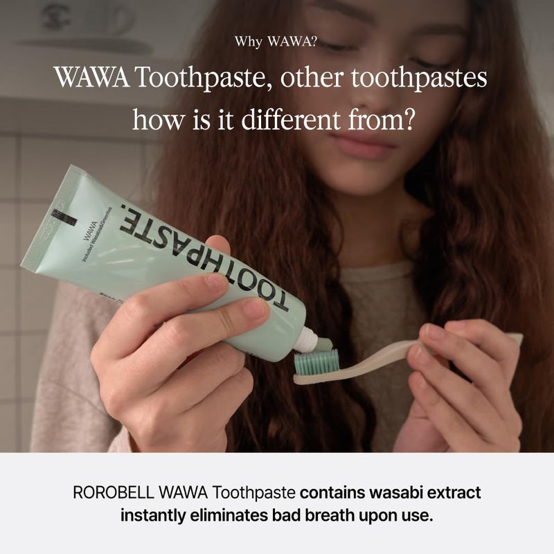 ROROBELL Wawa Toothpaste Made for My Boyfriend's Bad Breath, Sensitive Teeth, Improvement of Gum Problems/Peppermint Flavor/Made with Wasabi I 3.53 fl.oz (Pack of 1) - Image 3