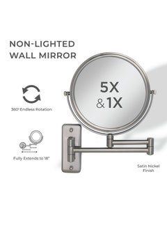 Zadro Two Sided Dual Arm Wall Mount Mirror Satin Nickel 5X1X  - Image 2