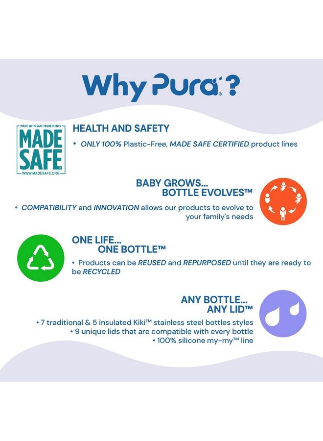 Pura Kiki 7oz/200ml Stainless Steel Insulated Anti-Colic Infant Bottle w/Silicone Medium-Flow Nipple & Sleeve, 100% Plastic-Free, MadeSafe Certified, for Kids, Toddlers, Babies & Infant - Moss - Image 4