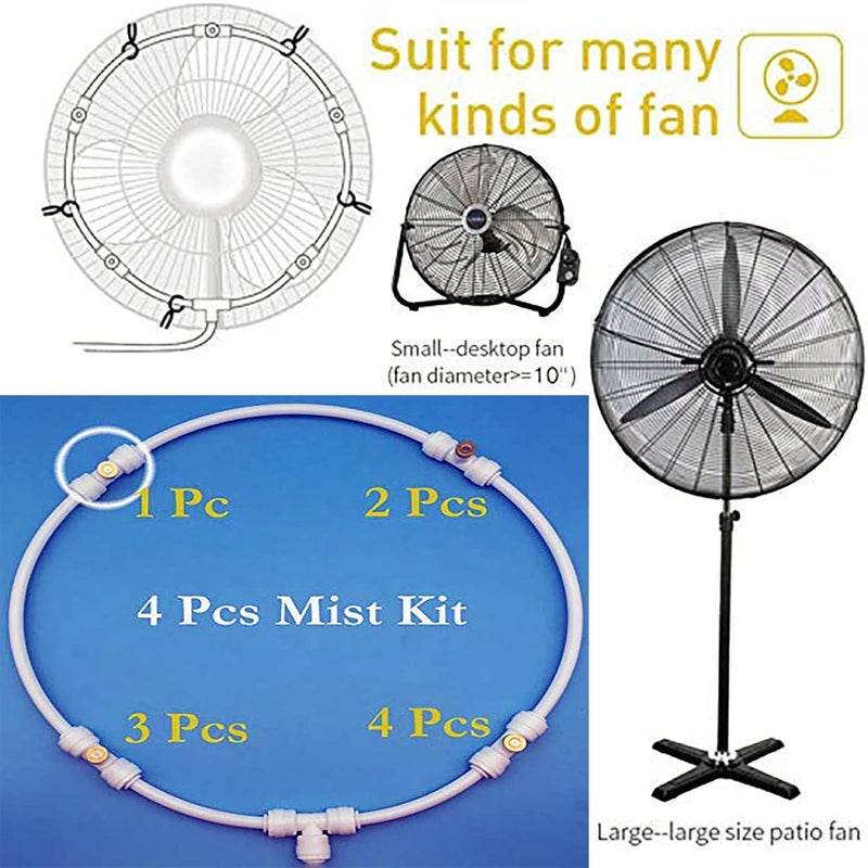 DIY Crafts DIY Crafts Mist Cooling System Fan Misting Kit for Animal Plants Swimming Pool Cooler Tube Hose Pipe Metal Nozzles Jets Misters Water Patio Garden Home 7x Heads Kit 1x Kit Multi Accessories Misting Set  - Image 2