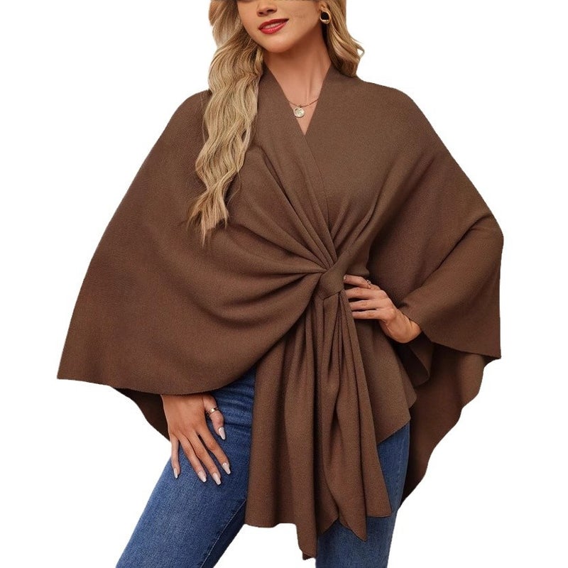 كنزة كيب ناعمة صلبة للنساء - Image 5