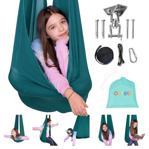 OUTREE Sensory Swing for Kids with 360 Swivel Hanger Indoor Therapy Swing Great for Autism ADHD Sensory Processing Disorder and Autistic Children Dark Teal - Image 1