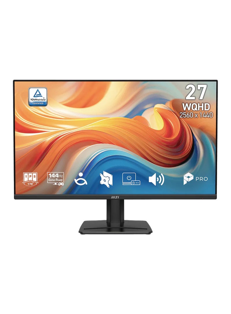 MSI PRO MP275Q E14 27″ WQHD IPS Monitor, 144Hz Refresh Rate, 1ms MPRT, FreeSync/Adaptive Sync, HDR Ready, 178° Wide View Angles, 10-bit 1.07B Colors, HDMI + DisplayPort, Built-in Speakers, Eye-Care Technology, Ergonomic Tilt & VESA Mount, Black | 9S6-3PF2CM-018 - Image 1