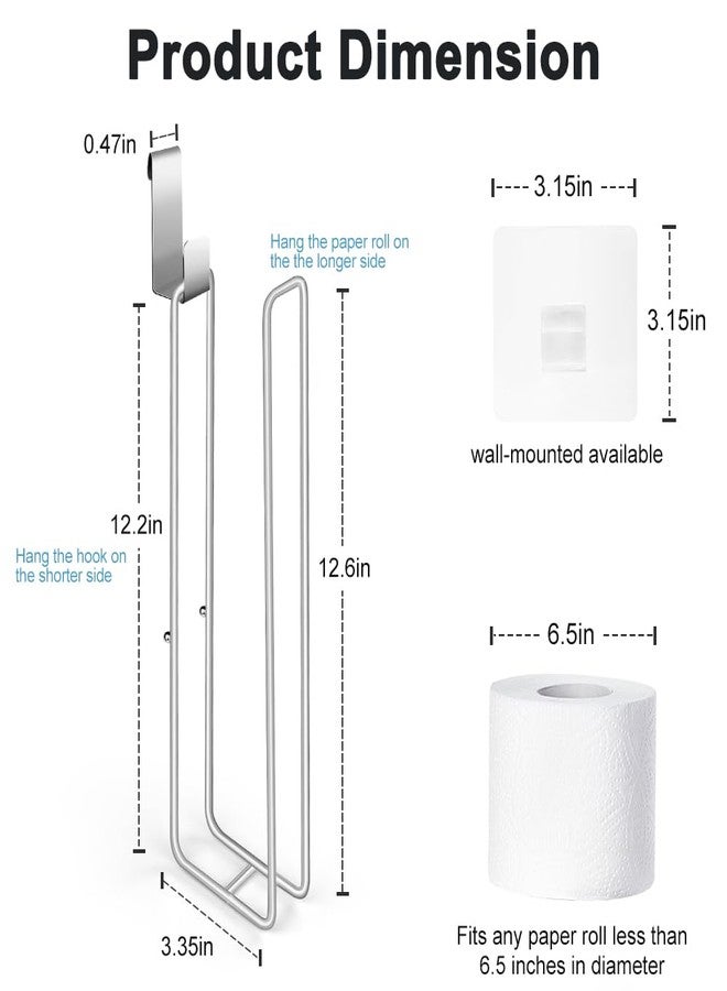 QNP Silver Extra Toilet Paper Storage for 3 Roll Tissue Over The Tank Toilet Paper Roll Holder Stainless Steel Adhesive Hanging Toilets Tissue Holder Wall Mounted for Bathroom RV Camper(1 Pack) - Image 2