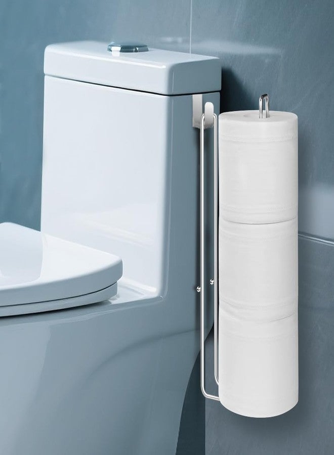 QNP Silver Extra Toilet Paper Storage for 3 Roll Tissue Over The Tank Toilet Paper Roll Holder Stainless Steel Adhesive Hanging Toilets Tissue Holder Wall Mounted for Bathroom RV Camper(1 Pack) - Image 1