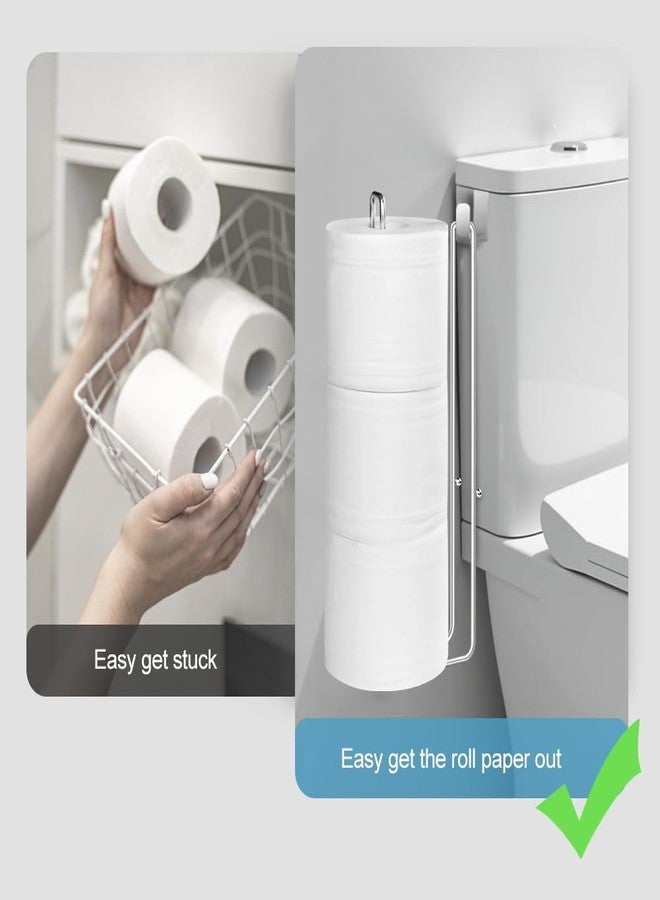 QNP Silver Extra Toilet Paper Storage for 3 Roll Tissue Over The Tank Toilet Paper Roll Holder Stainless Steel Adhesive Hanging Toilets Tissue Holder Wall Mounted for Bathroom RV Camper(1 Pack) - Image 4