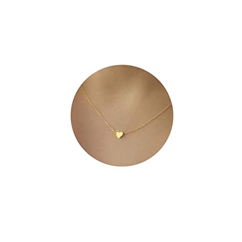 DeScount Delicate Tiny Gold Heart Choker Necklace,Dainty Cute Simple Heart Pendant Necklaces for Women - Image 1