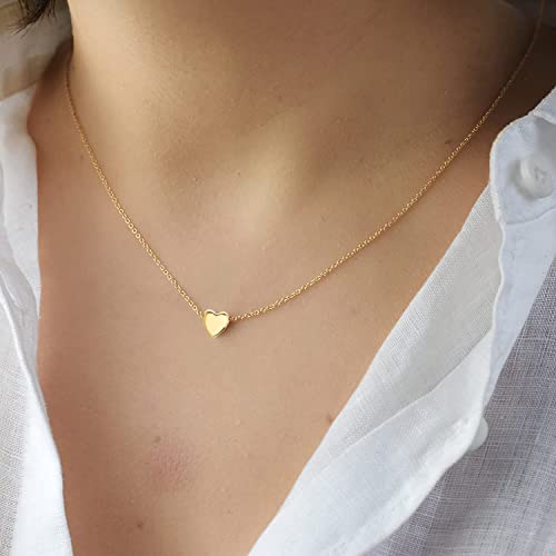 DeScount Delicate Tiny Gold Heart Choker Necklace,Dainty Cute Simple Heart Pendant Necklaces for Women - Image 3