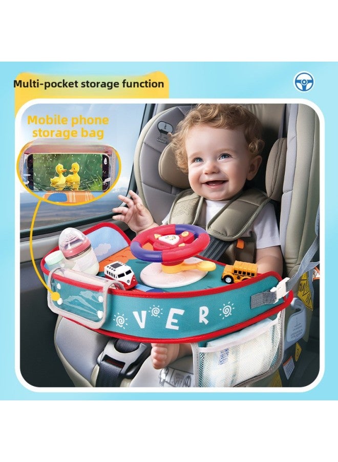 Children's Early Education Machine Car Steering Wheel Safety Seat Tray Unlimited Rotation Steering Wheel Baby Toy-color:DK263786green - Image 3