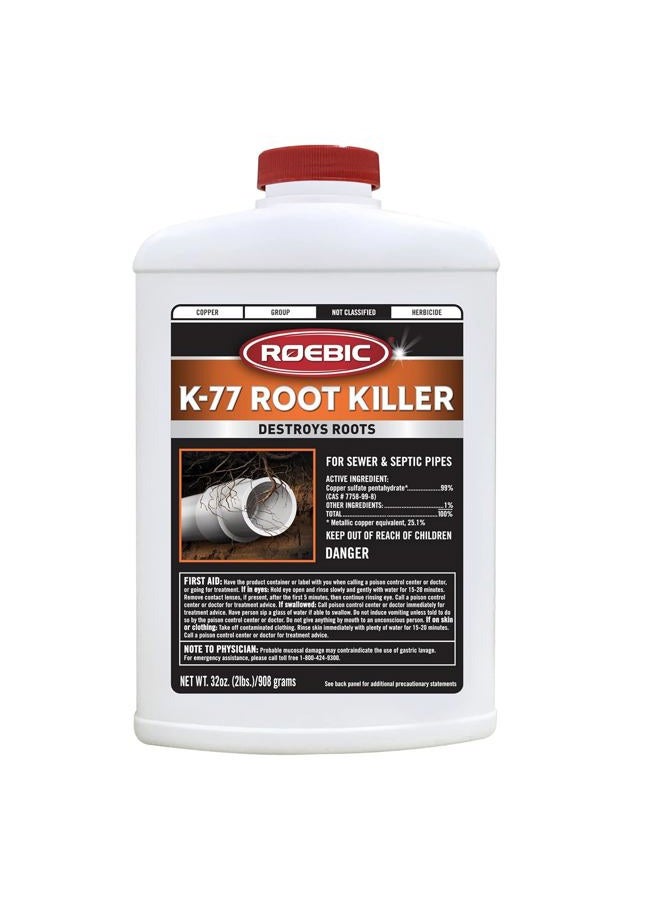 Roebic K-77 Root Killer: Clears Pipes, Stops New Growth, Works for Sewer and Septic Systems - 32 Ounce - Image 1