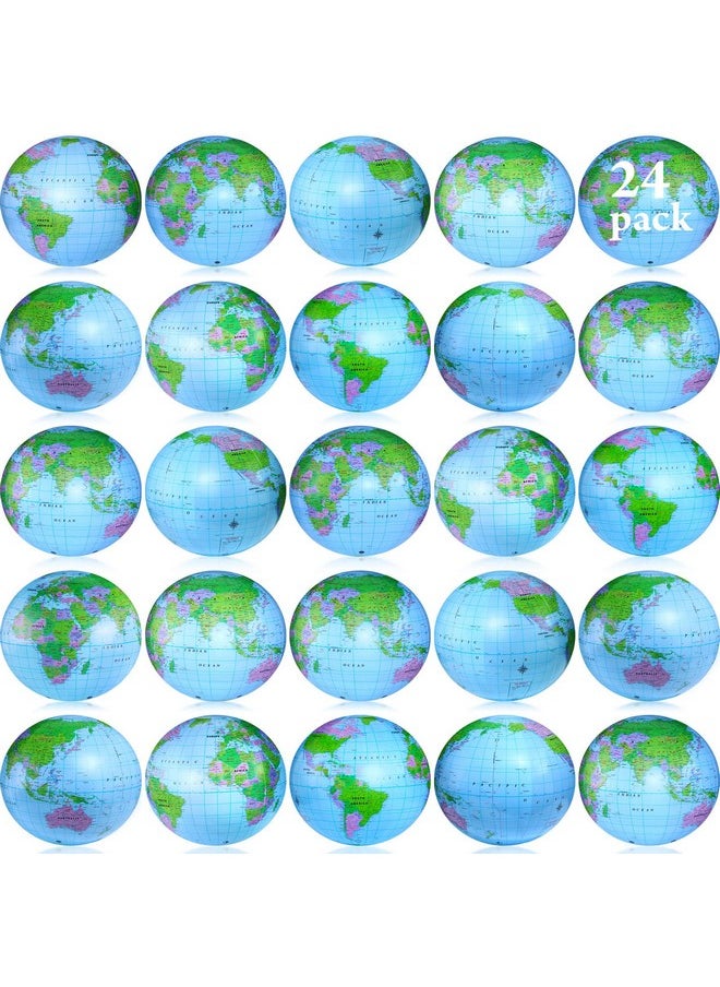Sotiff - 24 Pack 16 Inches Inflatable World Globe Beach Balls Blow Up Earth Beach Ball Large Pool Toys For Party Birthday Party Favor Luau Decorations - Image 1