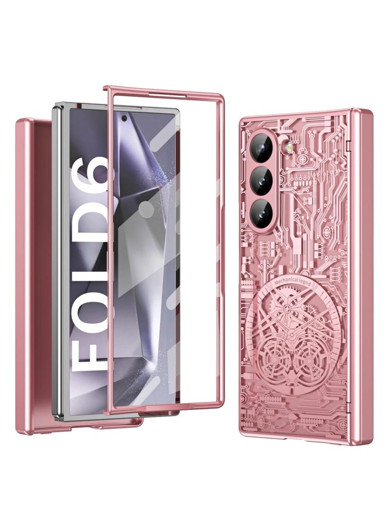 general Case Compatible with Samsung Galaxy Z Fold 6 with Hinge Protection, Rugged Electroplating PC Case Screen Camera Protection Anti-Drop Shockproof Protective Cover - Image 1